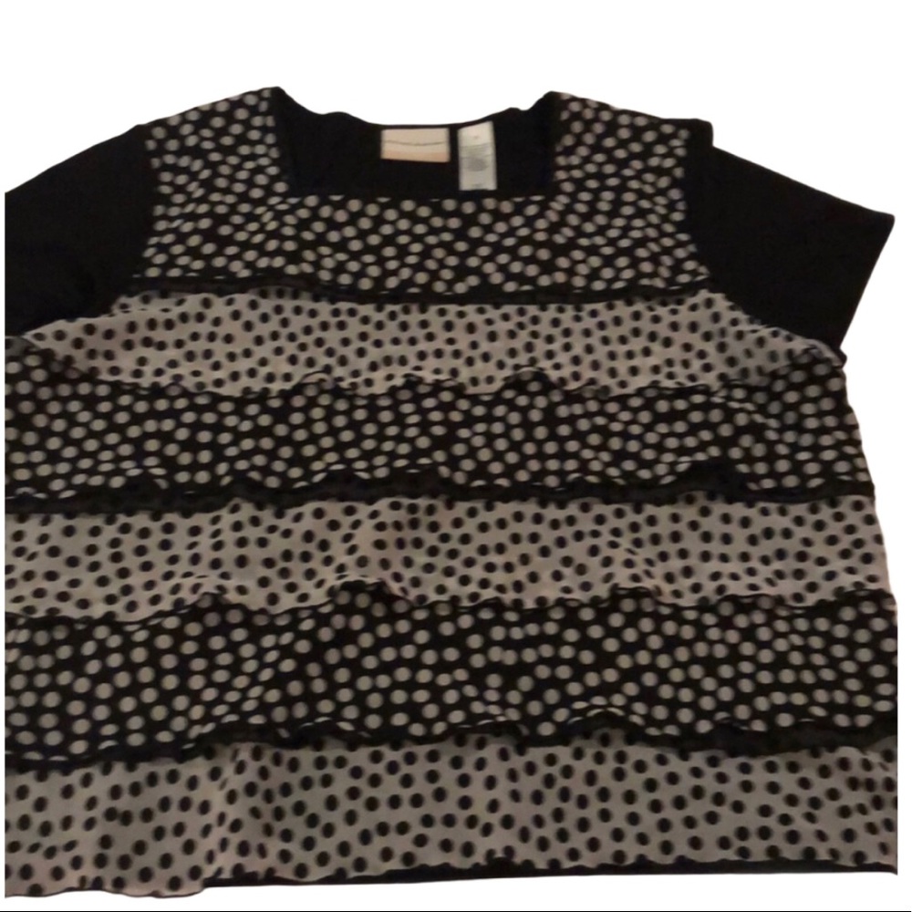 Alfred Dunner Square Neckline Polka Dot Ruffle Tee
